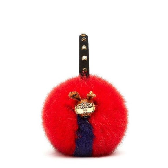 MCM Red Fur Studded Earmuffs - Picture 2 of 2